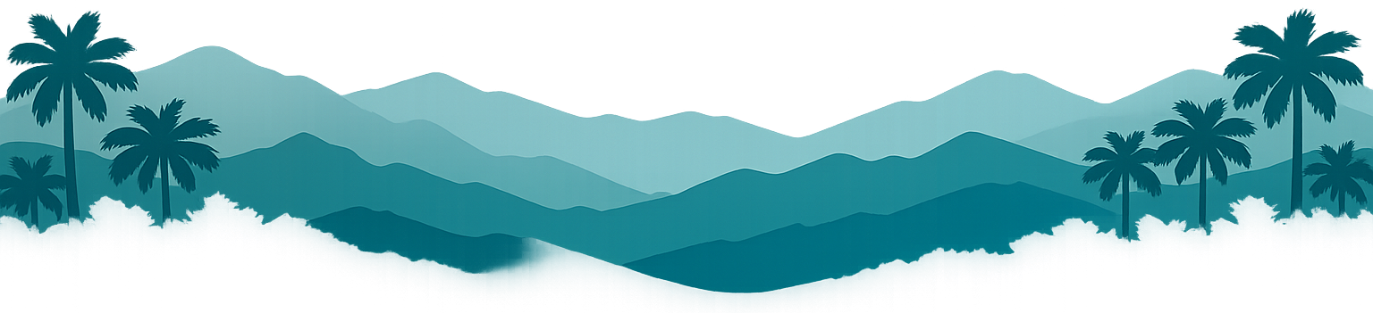 Tropical mountain landscape illustration